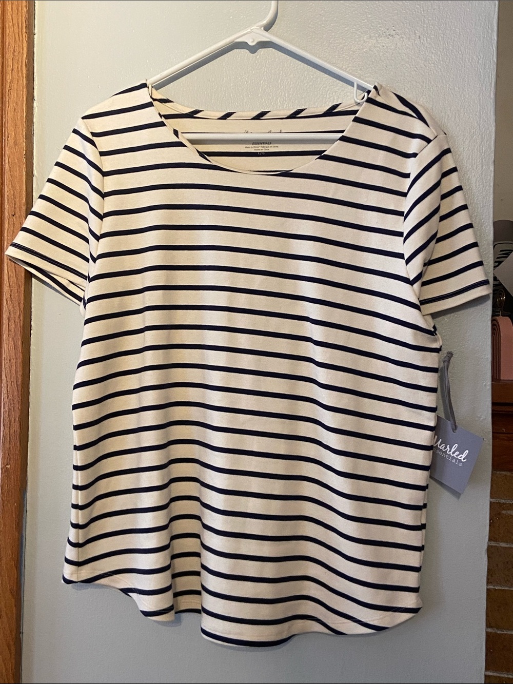 Striped Short Sleeve Tee - Navy and White